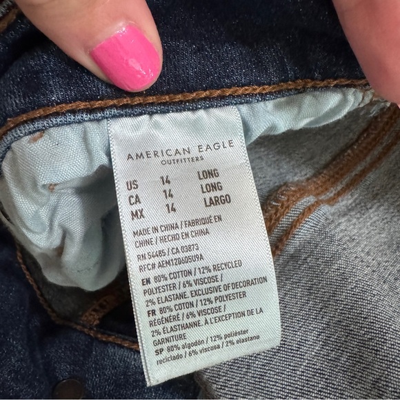 American Eagle High Rise Skinny Kick Jeans 14 Long Next Level Stretch - Picture 5 of 6